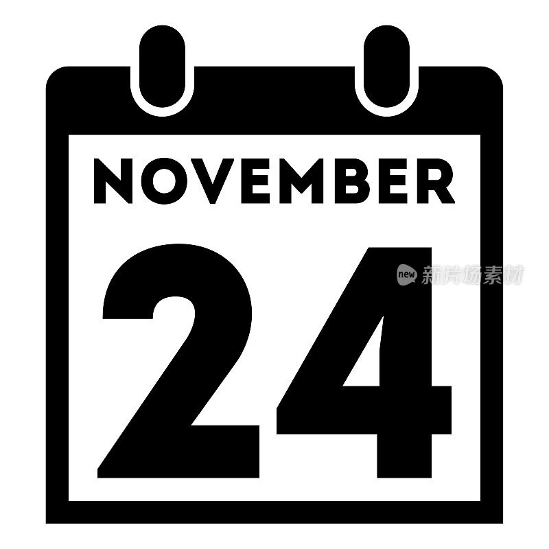 简单黑色每日日历图标- 11月24日